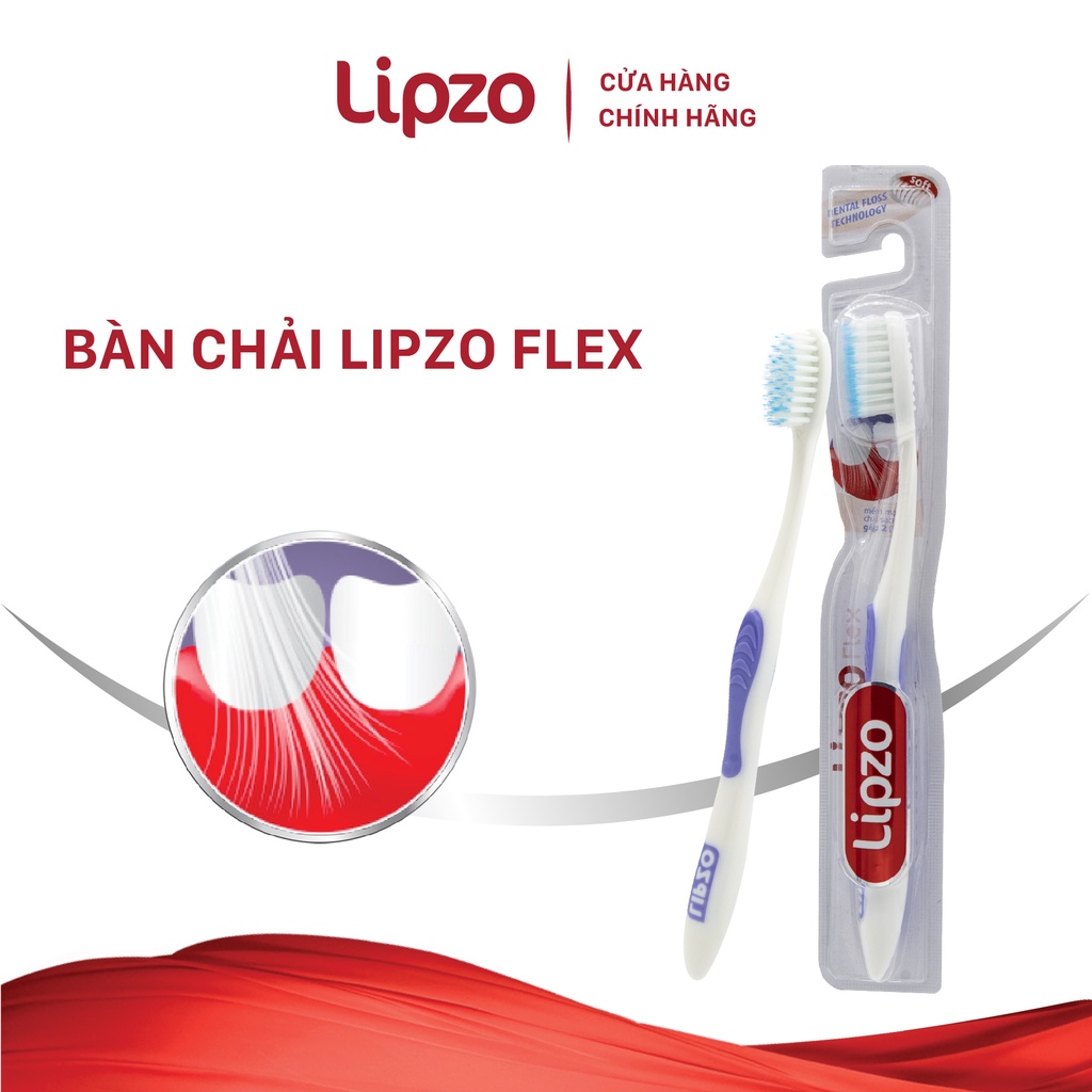 Bàn Chải Đánh Răng Lipzo Flex Khay Người Lớn Công Nghệ Lông Chỉ Tơ Nha Khoa Siêu Mềm Mảnh