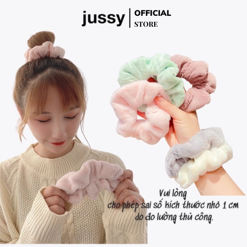 Dây Cột Tóc Scrunchies Chất Len Nhung Mềm Mịn Dây Buộc Tóc Jussy Fashion Thiết Kế 1 Màu Trơn Đơn Giản Dễ Thương [1 SỢI]