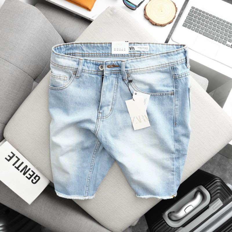 Short Jeans Zara Chất Liệu 98% Cotton Pha 2% Spandex Co Dãn Thoải Mái , Dễ Chịu