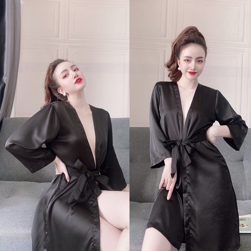Áo choàng ngủ 💋FREE SHIP 💋 Áo choàng chifon  phối satin kèm quần 🍀 | BigBuy360 - bigbuy360.vn