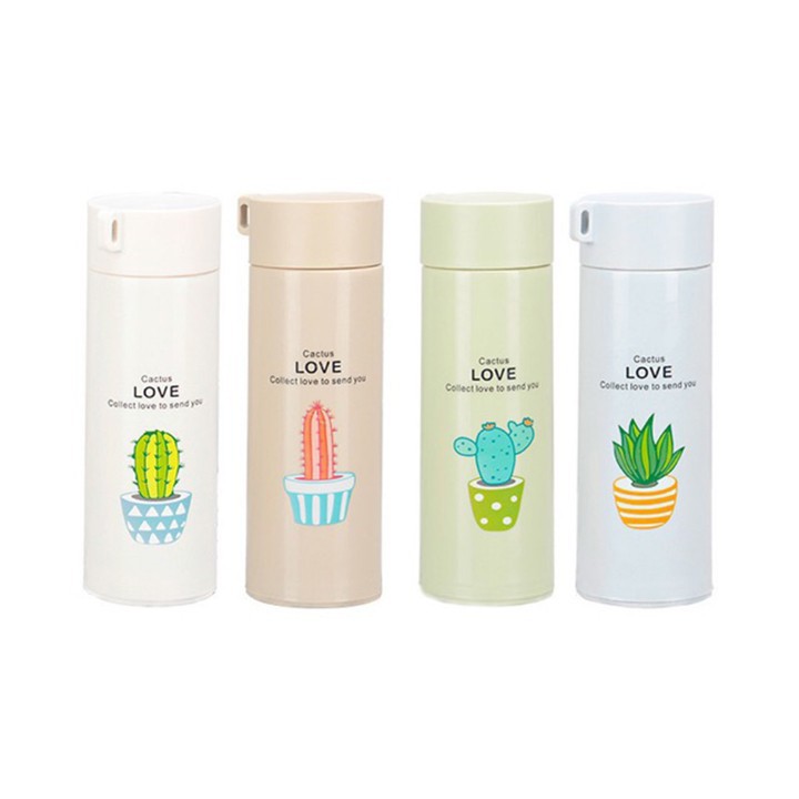 Bình Đựng Nước Giữ Nhiệt Xương Rồng 2 Lớp Thủy Tinh Dung Tích 450ml, Nhiều Màu Sắc - BX