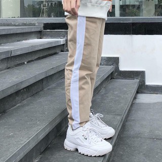 quần kaki basic kẻ trắng