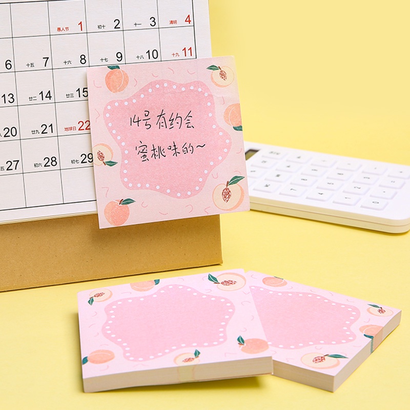 Set 80 Tờ Giấy Ghi Chú Họa Tiết Ren Trái Cây Dễ Thương