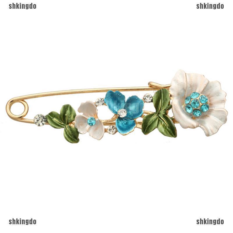 Ghim cài áo hình hoa đính pha lê phong cách Vintage