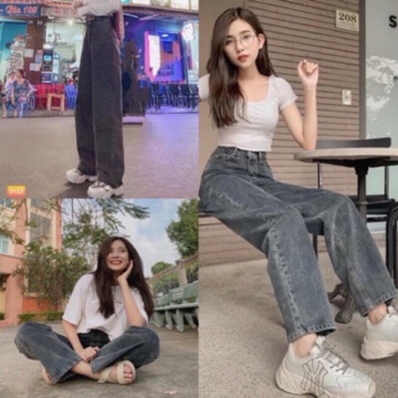 Quần Jean Ống Rộng GÀI EO Ulzzang Unisex Hot hit Moonstore
