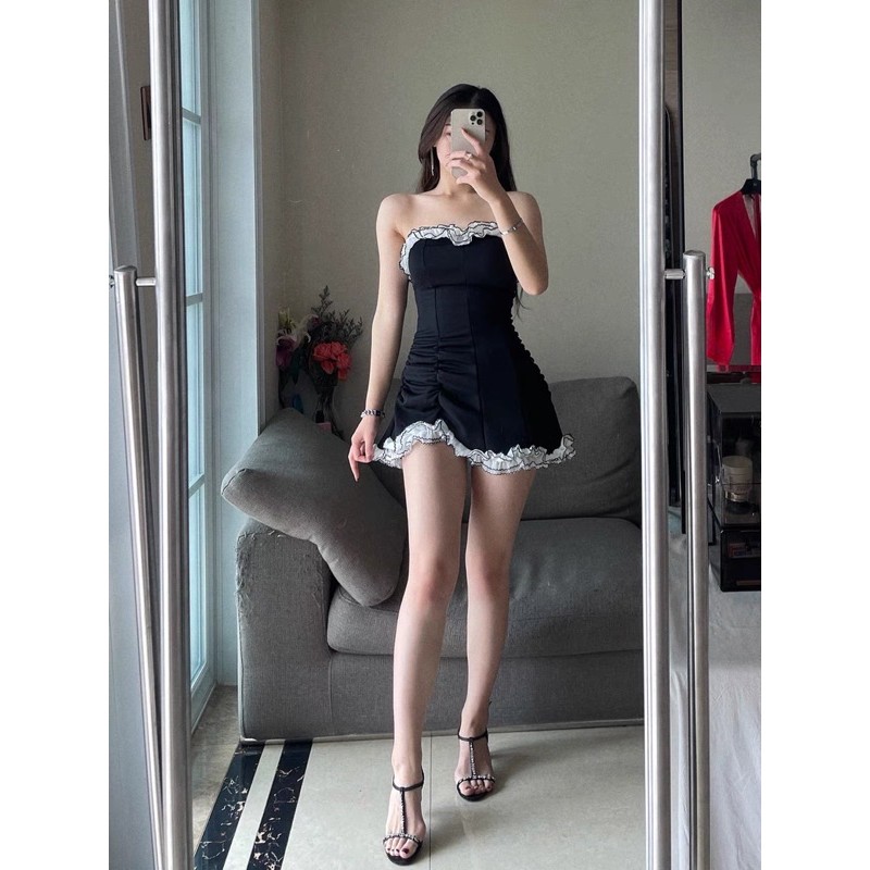 SẴN🖤Đầm ôm body quây bèo nhún sexy quyến rũ|Váy đi tiệc sang chảnh bèo lệch | BigBuy360 - bigbuy360.vn