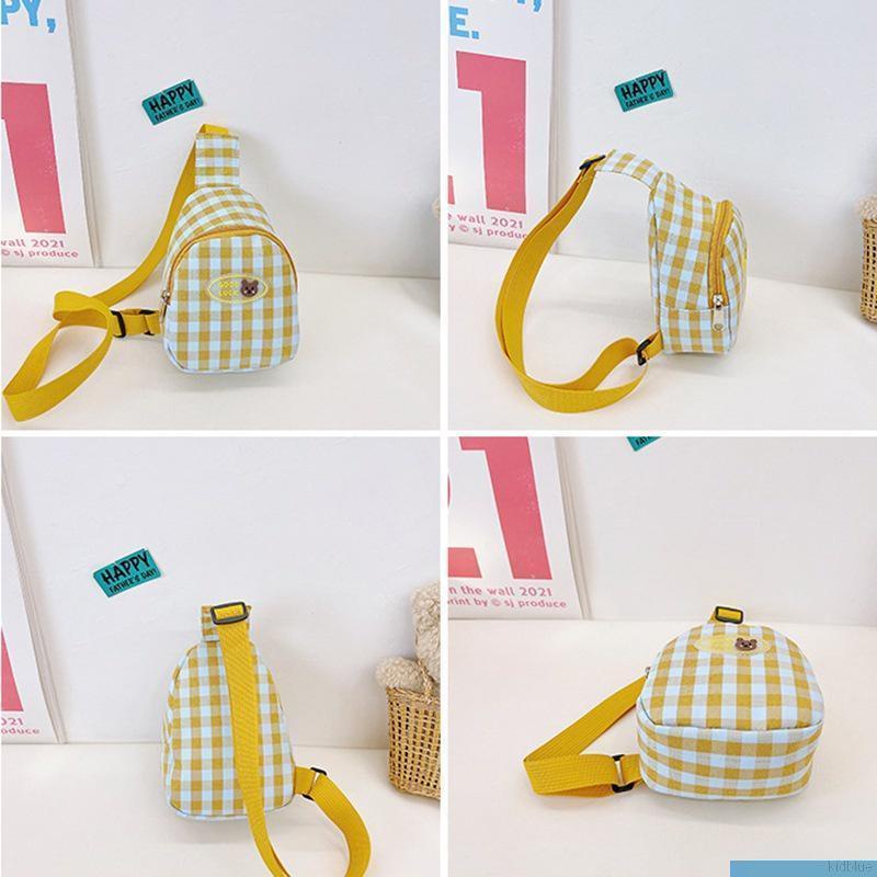 Túi đeo chéo họa tiết caro thời trang nhiều màu tùy chọn cho bé trai và bé gái