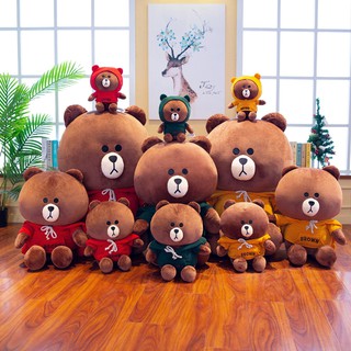 Gấu Bông Brown Mặc Áo Có Mũ Thời Trang Size 30cm