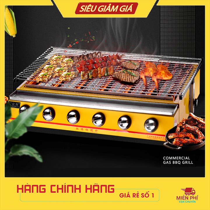 Bếp gas nướng hải sản, nướng thịt bbq không khói sử dụng Gas 6 đầu đốt loại lớn ETON ET-K333
