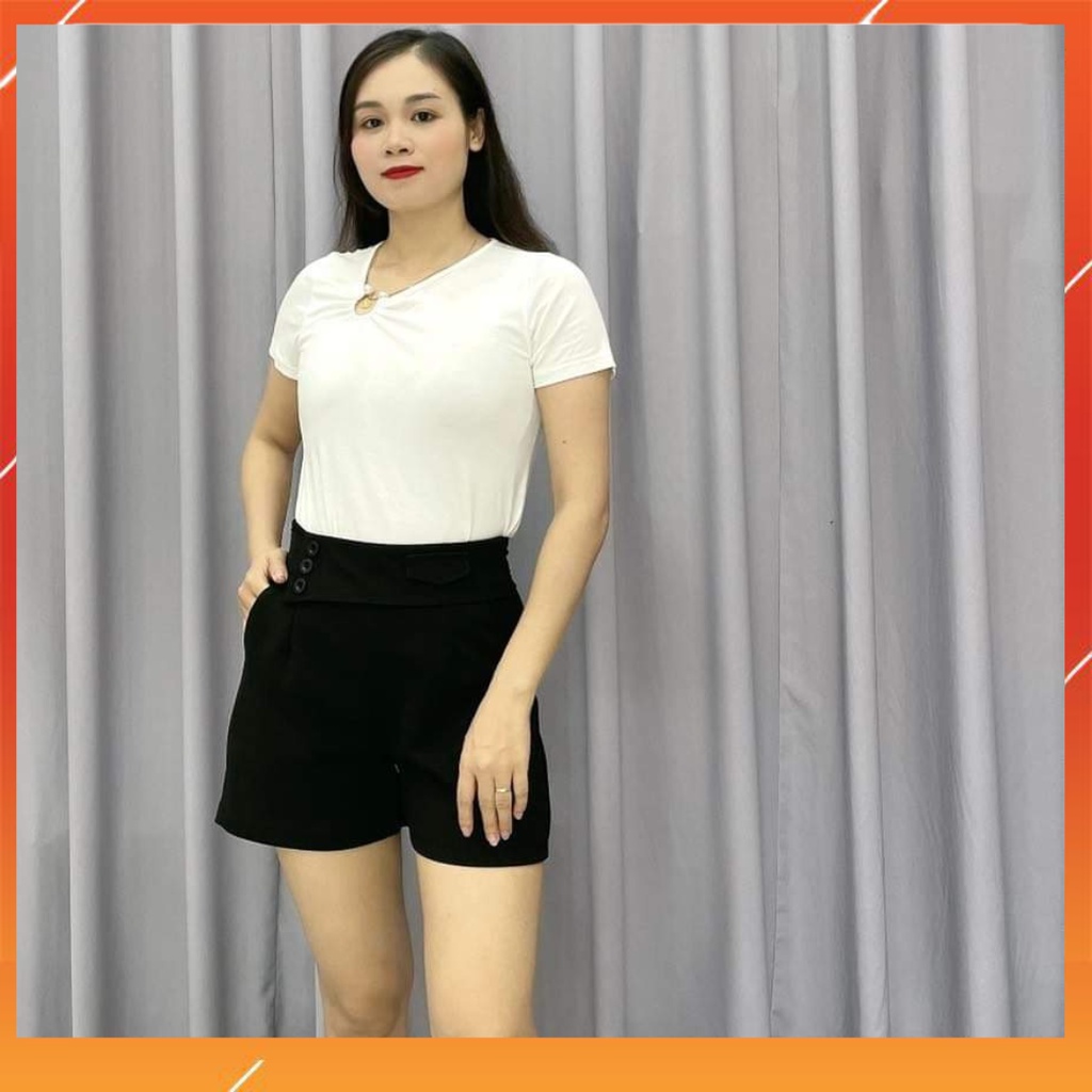 Quần ngố nữ, Quân đùi nữ/ quần short nữ vải Umi phối đai 3 khuy cực xinh, cực bắt mắt mặc thoải mái