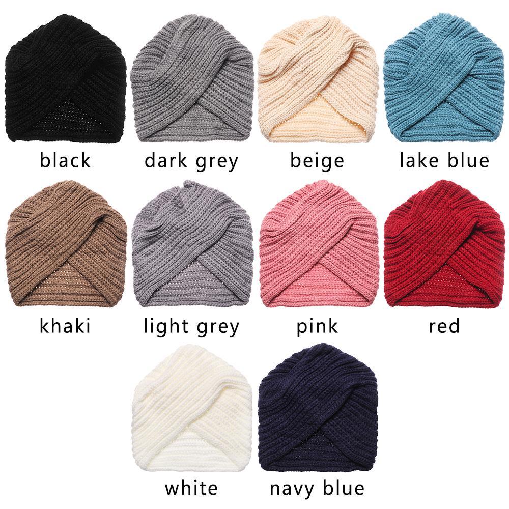 Mũ Turban Dệt Kim Thắt Nút Màu Trơn Giữ Ấm Trung Tâm