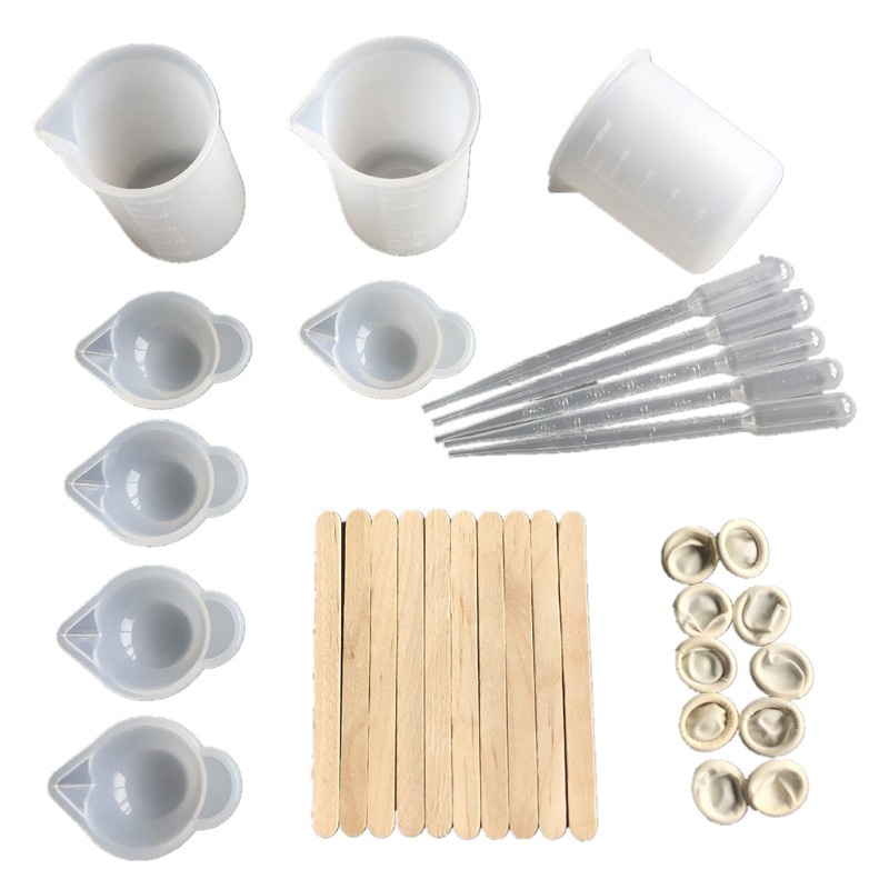 Bộ Dụng Cụ Trộn Resin Silicone Kèm Muỗng Đo Lường Và Nhíp Gắp Diy