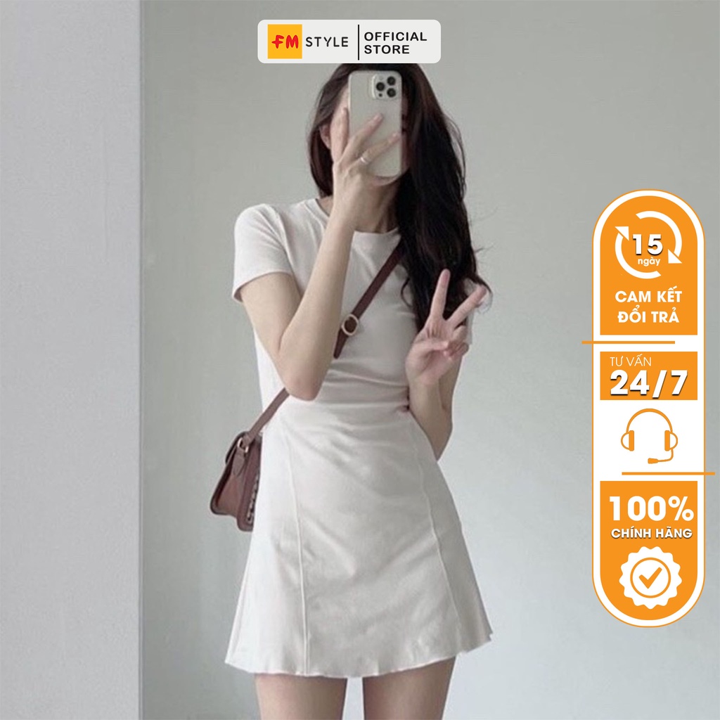 Váy thun ôm body FM Style cổ tròn dáng ngắn tôn dáng basic thời trang mùa hè 207200017