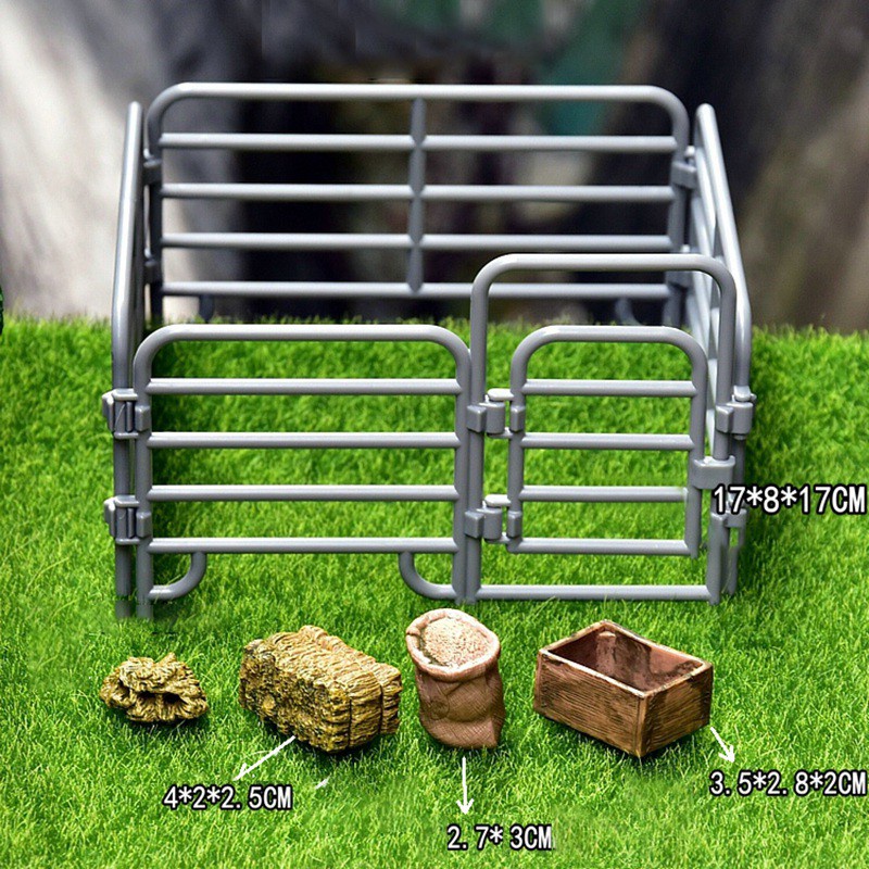 Pretend Play Simulation Farm House Animal Mini Farmer Corral Fence Horse Stable Quad Bike Trailer Ranger Kids Toys