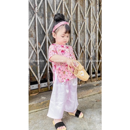 Bộ bà ba lụa hoa xinh xắn cho bé gái 🌻