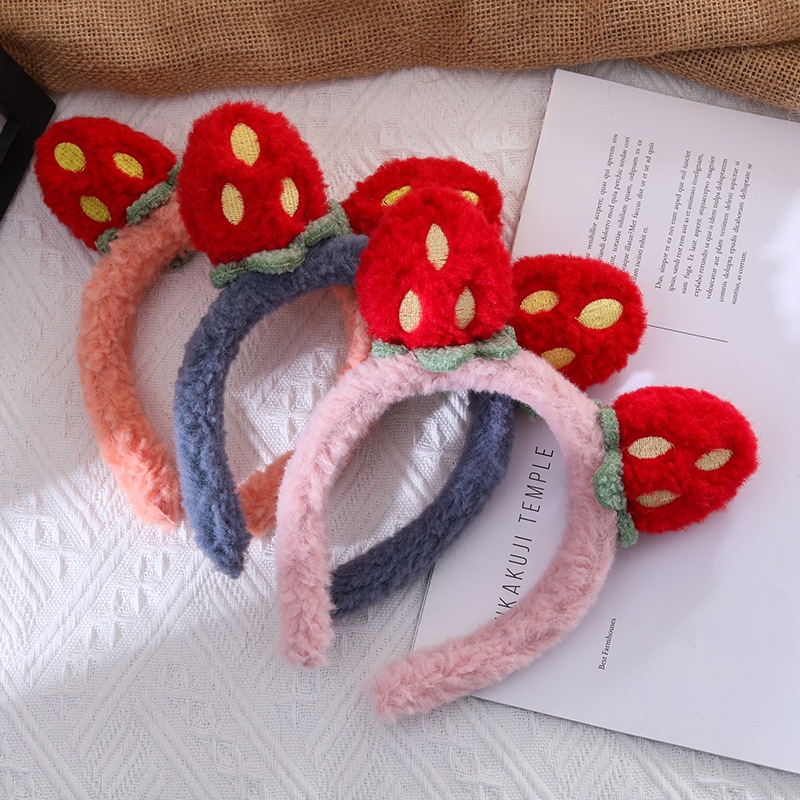 Băng Đô Cài Tóc Rửa Mặt Trang Điểm Hình Dâu Tây Dễ Thương Phong Cách Hàn Quốc Cho Nữ