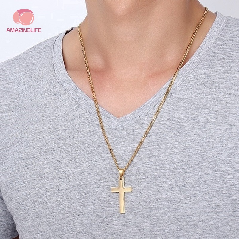Vòng cổ Bằng Thép Không Gỉ Mặt Thánh Giá Thời Trang Cá Tính Cho Nam