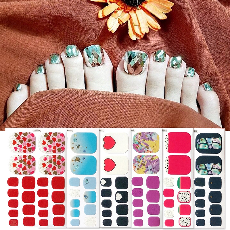 Set 22 miếng dán trang trí móng chân 3D thời trang QYJ001-016 DIY