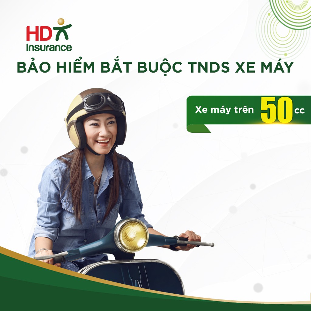 [E - Voucher] Bảo hiểm Trách nhiệm dân sự bắt buộc xe máy trên 50cc HD Insurance - 1 năm