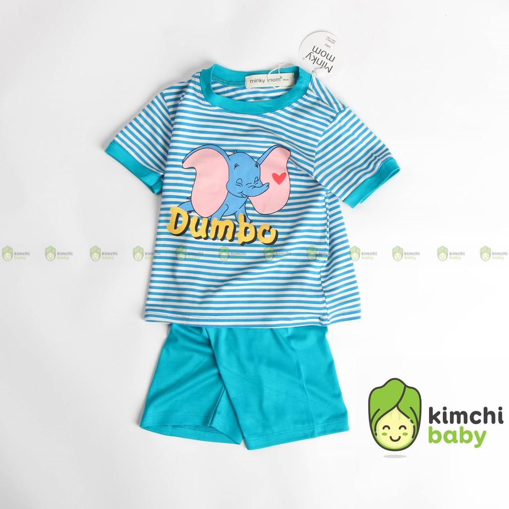 Đồ Bộ Bé Trai, Bé Gái Minky Mom Kẻ Sọc Vải Thun Lạnh Họa Tiết Hoạt Hình, Bộ Cộc Tay Cho Bé Mặc Nhà Hè MKM2115