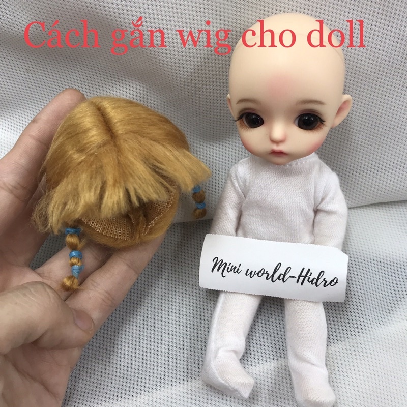 Wig len Tóc giả dành cho búp bê BJD Size 1/6 mong ming meng handmade.