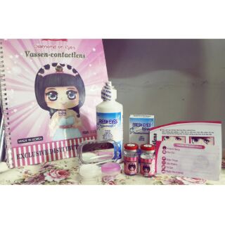 Combo contact lens vassen + nước ngâm + nhỏ mắt
