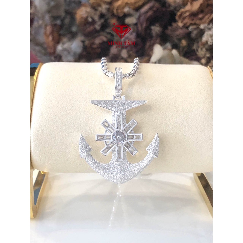 Mặt dây chuyền mỏ neo bạc ta gắn đá cho nam Minh Tâm Jewelry