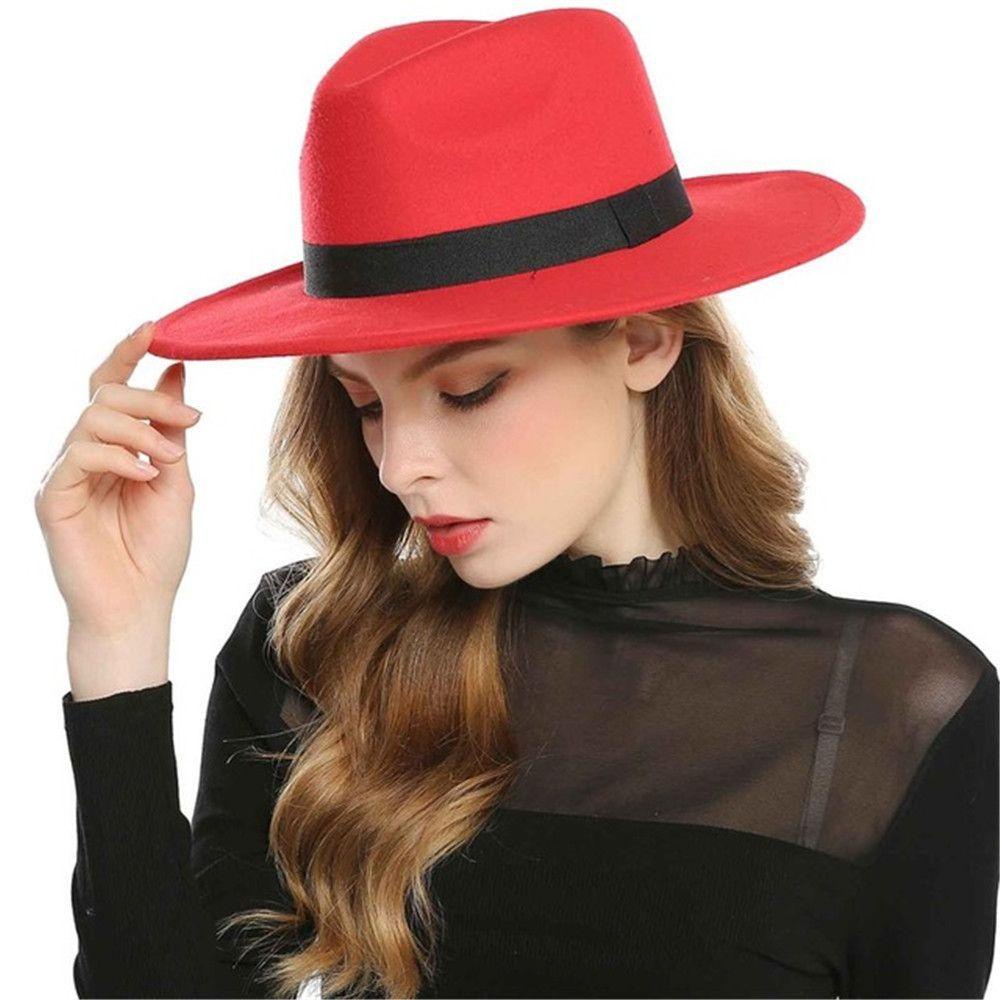 Mũ Fedora Vành Rộng Bằng Len Thời Trang Dành Cho Nam Nữ