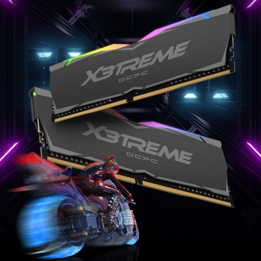 Bộ nhớ trong máy tính để bàn OCPC DDR4 X3treme Aura RGB 3200 C16 16GB 8GB*2 - Hàng chính hãng bảo hành 36 tháng