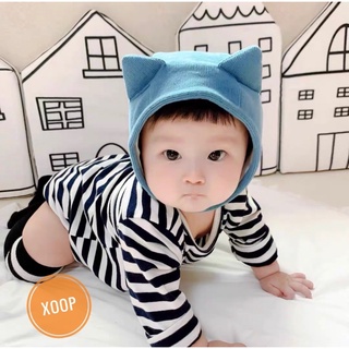 Mũ nỉ len tai mèo có dây buộc cho bé trai bé gái