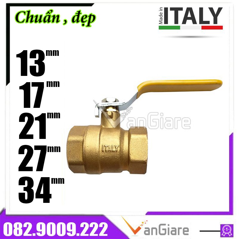 [Hàng Chuẩn, đẹp] Van bi đồng Italy phi 13 17 21 27 34 - van khóa nước tay gạt