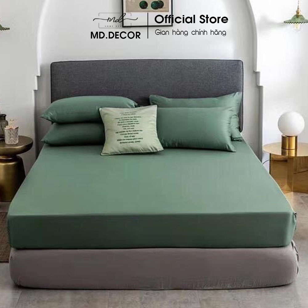 Bộ ga giường vỏ gối Cotton Lụa 60s MD.Decor- Bedding mềm mát sang trọng đủ size nệm TCE 45