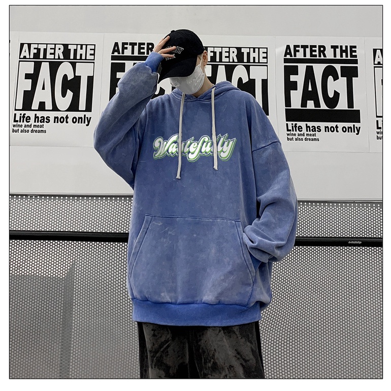 Áo hoodie Ifnicefuture tay dài dáng rộng in họa tiết phong cách đường phố Âu Mỹ thời trang thường ngày cho nam