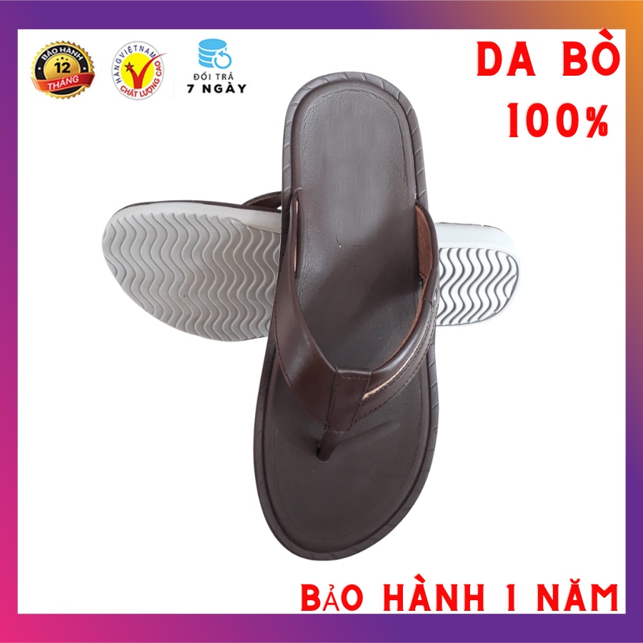 Dép Kẹp Nam Da Bò, Dép Nam Xỏ Ngón Da Bò Thật Cao Cấp HKT Shop DN287