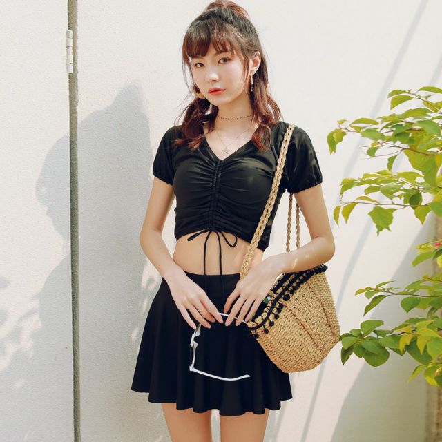 Bikini bộ bơi nữ áo rút dây kín đáo | BigBuy360 - bigbuy360.vn