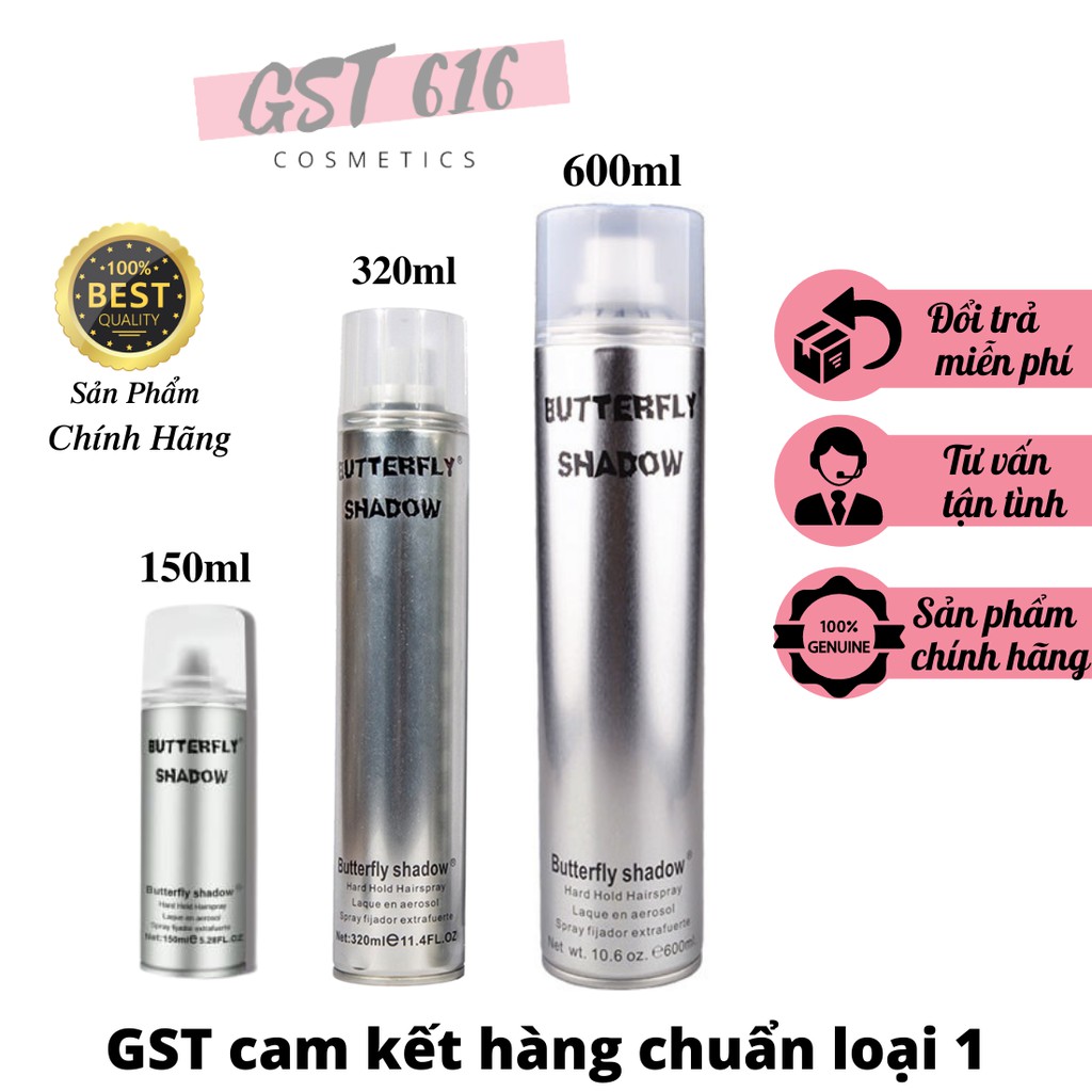 Gôm xịt tóc nam tạo kiểu tóc BUTTERFLY SHADOW keo xịt tóc chính hãng chuẩn loại 1