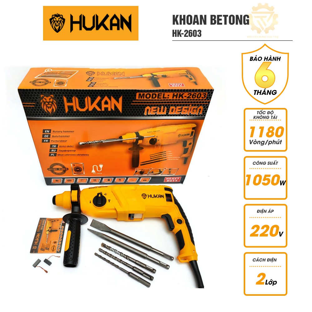 Khoan bêtông ba chức năng HUKAN HK-2603 công suất 1050W