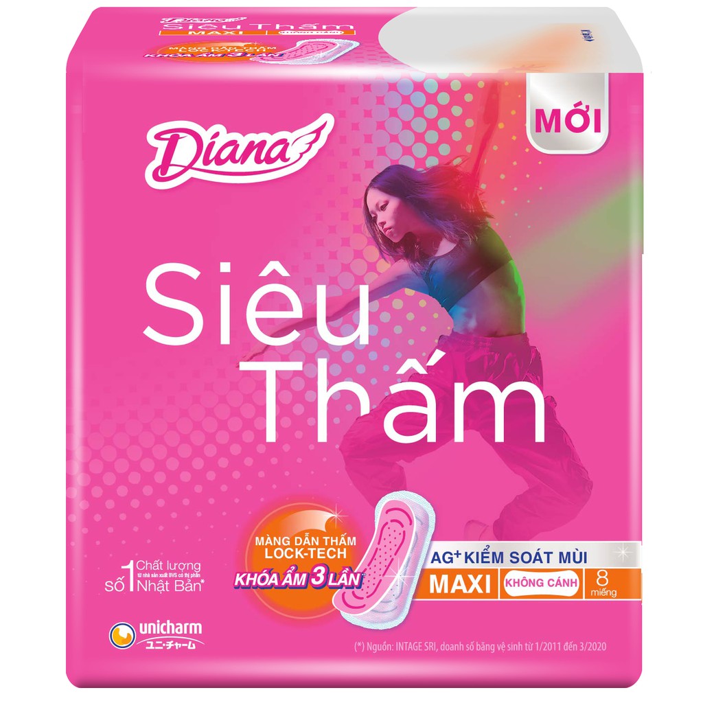 Băng vệ sinh Maxi Diana Siêu thấm không cánh 8 miếng