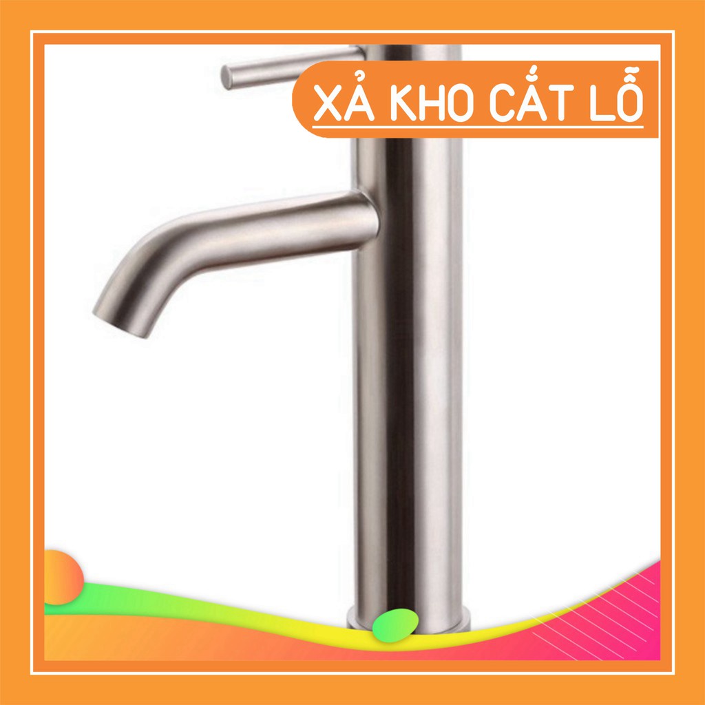 Vòi Rửa Tay Gắn Lavabo Inox 304 Vỏ Mờ Loại Cao 20cm - VAN 2 CHIỀU TIỆN DỤNG