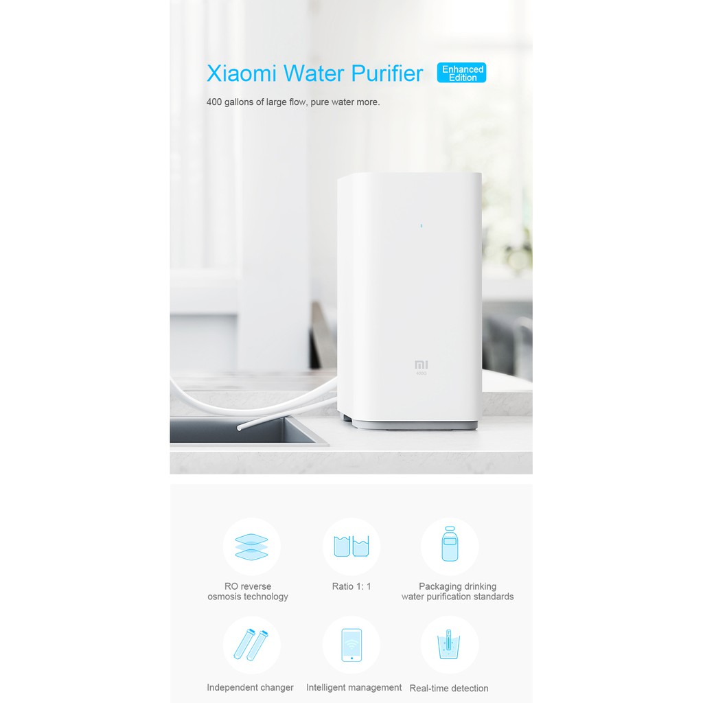 Máy lọc nước Xiaomi Mjia Mi Water Purifier 2/XIAOMI H600G kèm đo TDS Giám sát APP Thông minh Thanh lọc RO thông minh