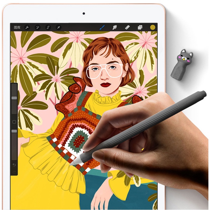Vỏ Ốp silicon bọc bút dành cho Pencil 2 Mèo Carton
