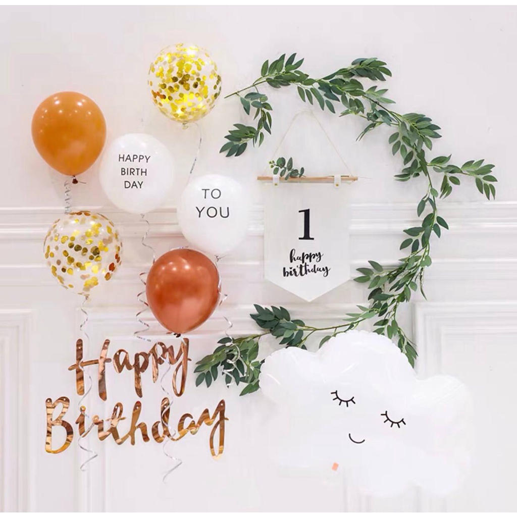 Set Trang Trí Sinh Nhật Hàn Quốc Kèm Dây Lá, set up sinh nhật thôi nôi tiệc tại nhà giá rẻ cho bé trai,bé gái, người lớn