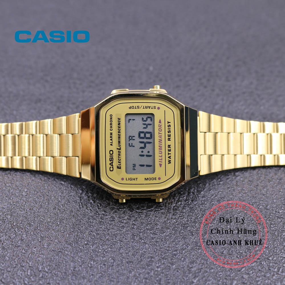 [Mã FARSBR243 giảm 15% đơn 249K] Đồng hồ Unisex Casio Vintage A168WG-9WDF dây kim loại