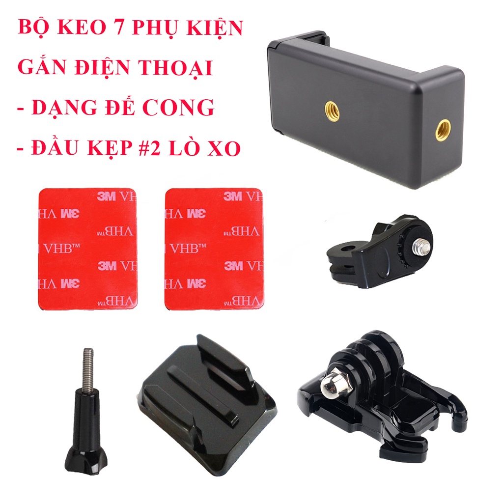 Bộ keo siêu dính siêu chắc chắn gắn đỡ điện thoại, camera hành trình trên bề mặt phẳng hoặc cong
