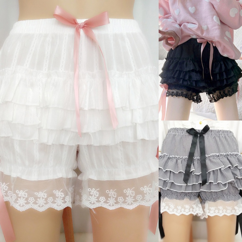 Brroa Đầm Xòe Tutu Phối Ren Lưng Thun Co Giãn Viền Bèo Nhún Màu Trơn Đính Nơ Phong Cách Victoria Cổ Điển Cho Nữ