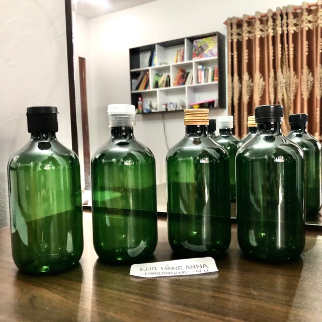 50 chai 500ml nắp nhôm / nắp đen văn màu trong suốt - combo 50 chai pet nhựa trong suốt 500ml nắp nhôm /nắp bật nhỏ giọt