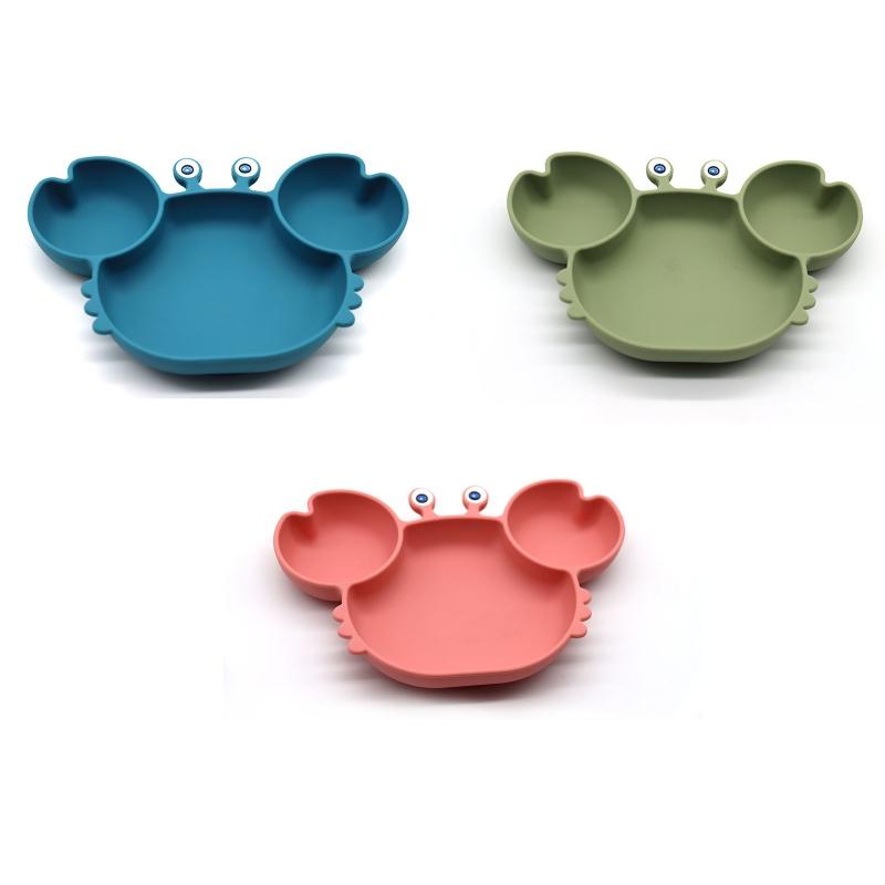Bát Ăn Chia Ngăn Hình Con Cua Hoạt Hình Bằng Silicon Không Chứa BPA Cho Bé Sơ Sinh
