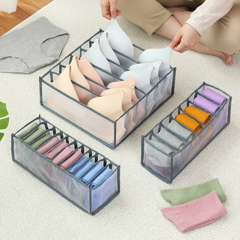 Hộp xếp gọn đựng nội y/tất tiết kiệm không gian chia ngăn kéo tủ quần áo gia đình