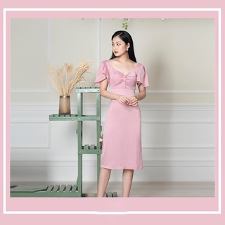 Váy lụa dự tiệc - Đầm lụa cổ đính ngọc - Maika Store