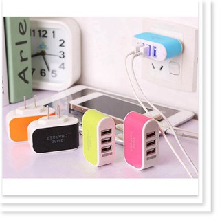 Củ sạc 3 cổng usb 3.1a nhiều màu